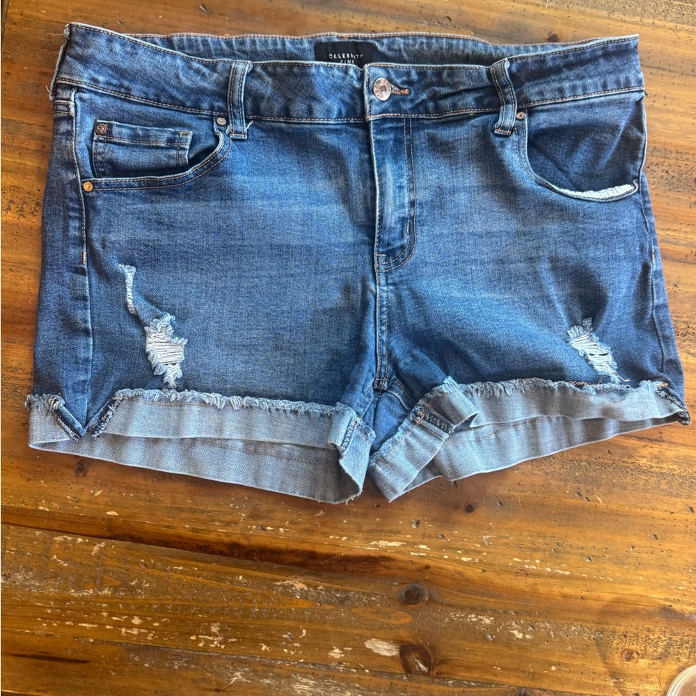 Celebrity Pink Distressed Blue Jean Shorts